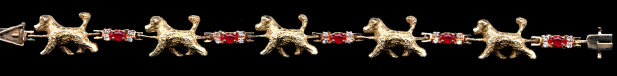 14K Gold Dog Jewelry Portuguese Water Dog Bracelet with Oval Gemstones