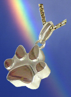 14K Gold or Sterling Silver Paw  Charm with Space for Ashes of Beloved Pet