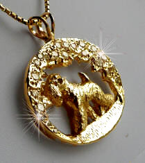 Your Breed Trotting in Our Exclusive 14K Gold Scene Bezel with 1.5 Carats of Brilliant Cut Diamonds-Front View