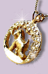 Your Breed Trotting in Our Exclusive 14K Gold Scene Bezel with 1.5 Carats of Brilliant Cut Diamonds-Rear View