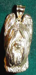 14K Gold Large Briard Full Face Head