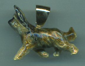 14K Gold and Enamel Large Trotting Briard