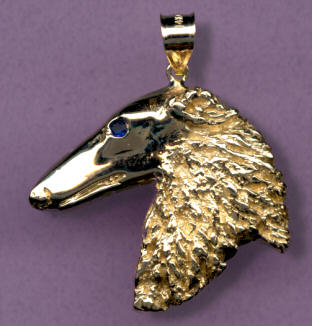 Large Borzoi Head Side View with Sapphire Eye