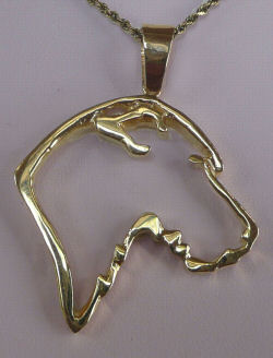 14K Gold or Sterling Silver Irish Wolfhound Head in Silhouette