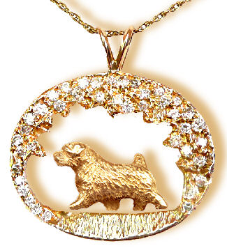 14K Gold Norfolk Terrier in Diamond Scene 