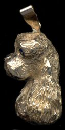 14K Gold Large Cocker Spaniel Head 3/4 View with Sapphire Eye 