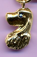 14K Gold English Cocker Spaniel Earrings with Sapphire Eyes-Closeup