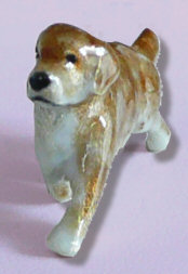 14K Gold or Sterling Silver Large Trotting Golden Retriever with Enamel Artwork-Front View