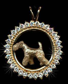14K Gold Welsh Terrier in 1.2 Carats of Full Cut Gemstones 