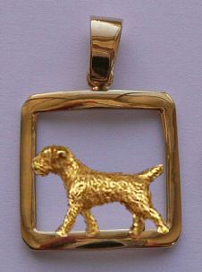 Border Terrier Jewelry 14K Gold Border Terrier in Glossy Square