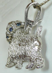 Sterling Silver Large Trotting Norfolk with Diamond/Gemstone Collar - Rear View