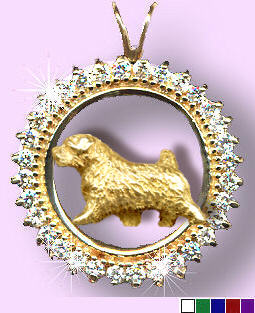 14K Gold Norfolk Terrier in Gemstone Circle 