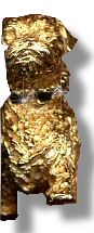 14K Gold Large Norfolk Terrier with Full Cut Gemstone Collar-Front View