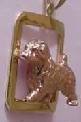 14K Pink Gold Norfolk Terrier in Yellow Gold Glossy Square-Front SIde View