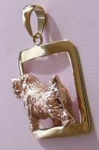 14K Pink Gold Norfolk Terrier in Yellow Gold Glossy Square-Rear SIde View