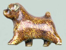 14K Gold Norfolk Terrier Enamel - Red - Large Trotting