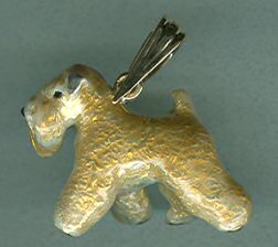 14K Gold and Enamel Large Trotting Soft Coated Wheaten Terrier