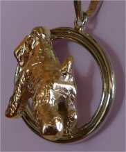 14K Yellow Gold Soft Coated Wheaten Terrier in White Gold Double Oval-Rear Side View