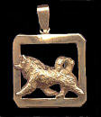 14K Gold Dog Jewelry Alaskan Malamute in Square Bezel