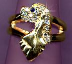  14K Gold Cocker Spaniel SIde View Ring Pave with Full Cut Diamonds, Sapphire Eye