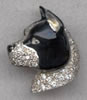 14K Gold Dog Jewelry American Staffordshire  Black Enamel and Diamond Head 