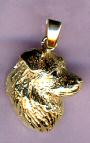 14K Gold Dog Jewelry Australiand Shepherd Head with Sapphire Eye