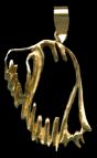 14K Gold Dog Jewelry Bearded Collie Head in Silhouette