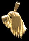 14K Gold Dog Jewelry Bearded Collie Head Side View