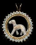 14K Gold Bedlington Terrier in 1.2 Carats of Full Cut Gemstones 