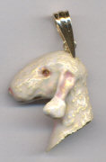14K Gold with Enamel Artwork Large Bedlington Terrier Head