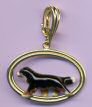 14K Gold with Enamel Artwork Bernese Mountain Dog in Double Oval with Enhancer Bail
