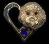 14K Gold Dog Jewelry Bichon Frise Head in Heart with Sapphire 