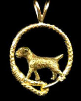 Border-Terrier-Jewelry-14K Gold Border Terrier in Leash