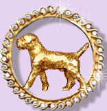 14K Gold Large Border Terrier Trotting in a Circle of Diamonds 