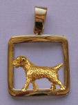 Border-Terrier-Jewelry-14K Gold Border Terrier in Glossy Square
