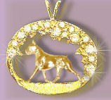 14K Gold Boxer Trotting in Our Exclusive Scene Bezel with 1.5 Carats of Brilliant Cut Diamonds