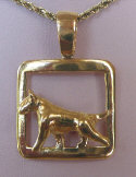 14K Gold or Sterling Silver Bull Terrier Trotting in  Square