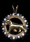 14K Gold Dog Jewelry Bullmastiff Sapphire and Diamond Bezel