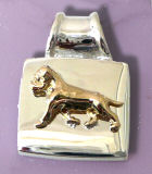 14K Gold or Sterling Trotting Bullmastiff on Solid Glossy Square 