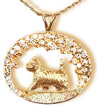 Your Cairn Trotting in Our Exclusive 14K Gold Scene Bezel with 1.5 Carats of Brilliant Cut Diamonds