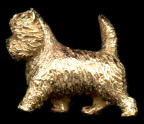14K Gold Dog Jewelry Cairn Large Trotting for Necklace or Brooch