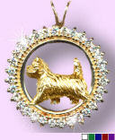 14K Gold Cairn Terrier in 1.2 Carats of Full Cut Gemstones 