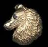 14K Gold Dog Jewelry Rough Collie  Head with Sapphire Eye