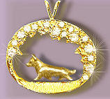 Your Corgi Trotting in Our Exclusive 14K Gold Scene Bezel with 1.5 Carats of Brilliant Cut Diamonds
