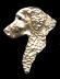 14K Gold Curly Coated Retriever Head Large with Sapphire Eye