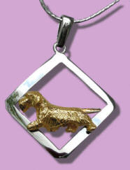 Diamond Shaped Pendant with Scultured Dog Breed