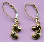 14K Gold English Cocker Spaniel Earrings with Sapphire Eyes
