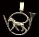 14K Gold Dog Jewelry Foxhound in Hunting Horn for Pendant or Pin