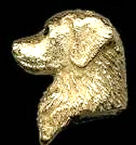 14K Gold Dog Jewelry Golden Retriever  Large Head with Sapphire Eye for Pendant or Pin