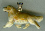 14K Gold Dog Jewelry Golden Retriever Golden Retriever Enamel Large Full Body with Diamond Bale